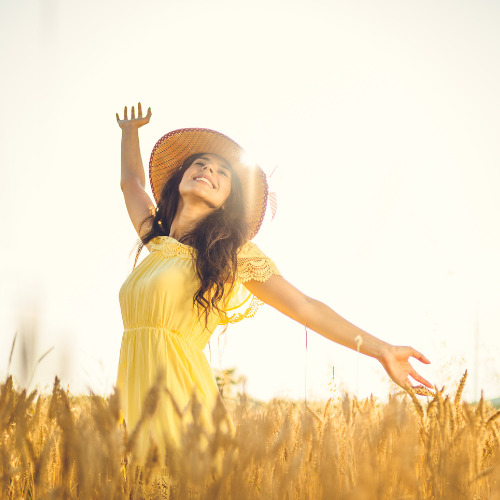 happy lady in the sunshine choosing happiness every day